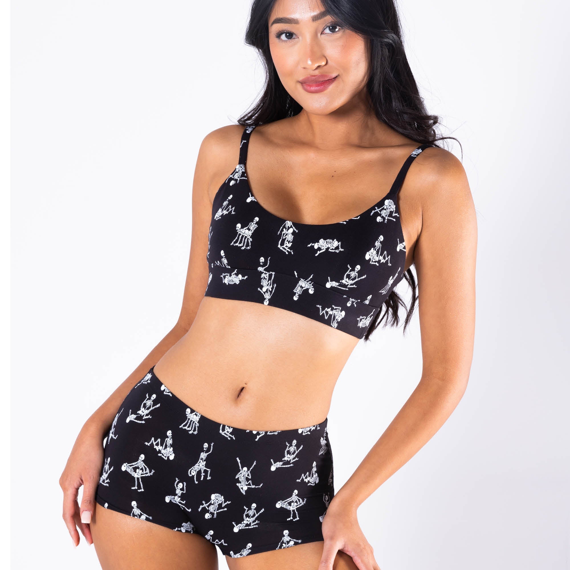 Shinesty The Bare Back Bones glow skeleton Boob Hammock scoop bralette – Halloween novelty