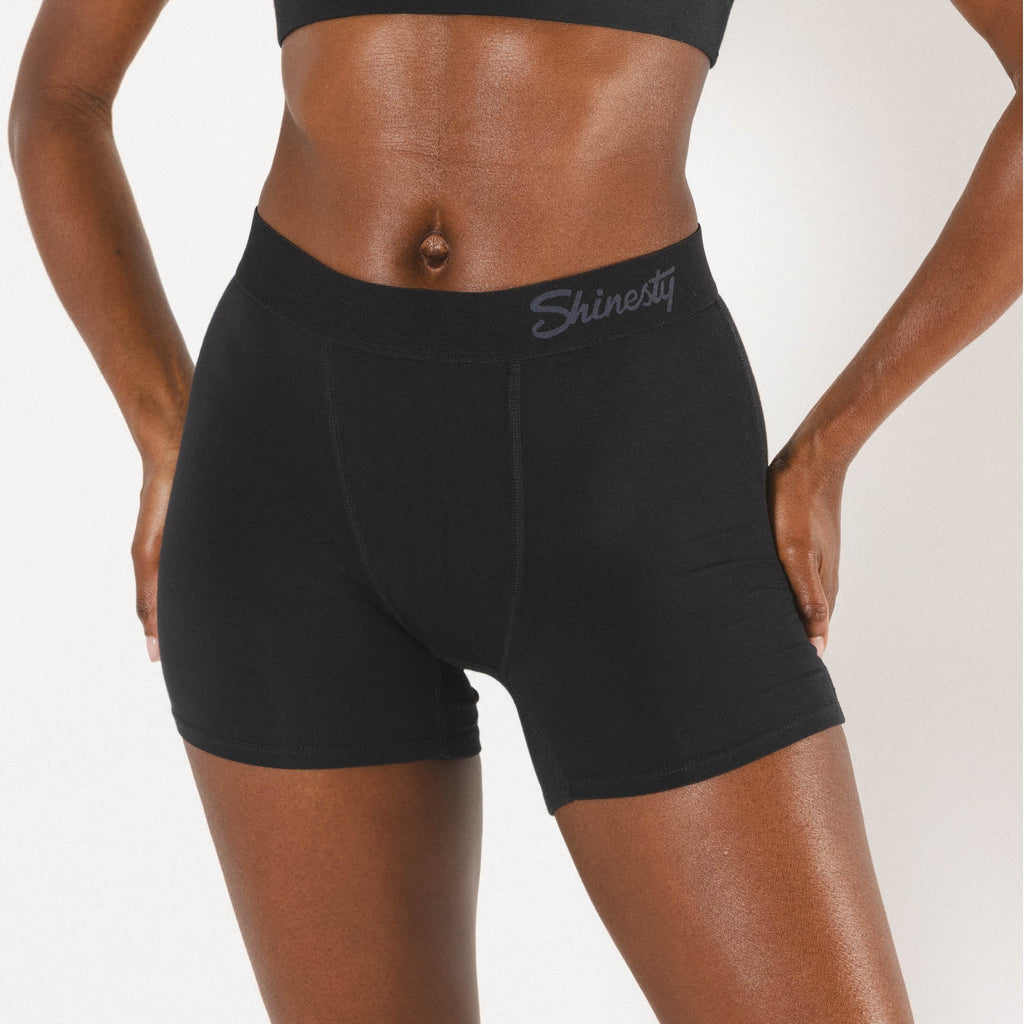 Shinesty The Threat Level Midnight solid black women's boxers – classic black everyday underwear