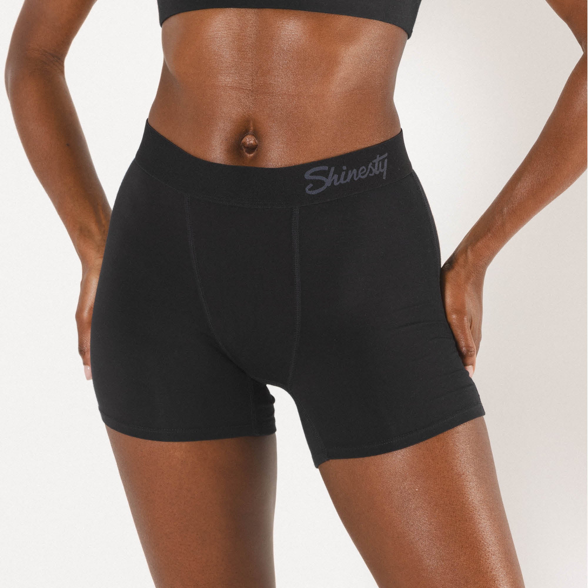 Shinesty The Threat Level Midnight solid black women's boxers – classic black everyday underwear