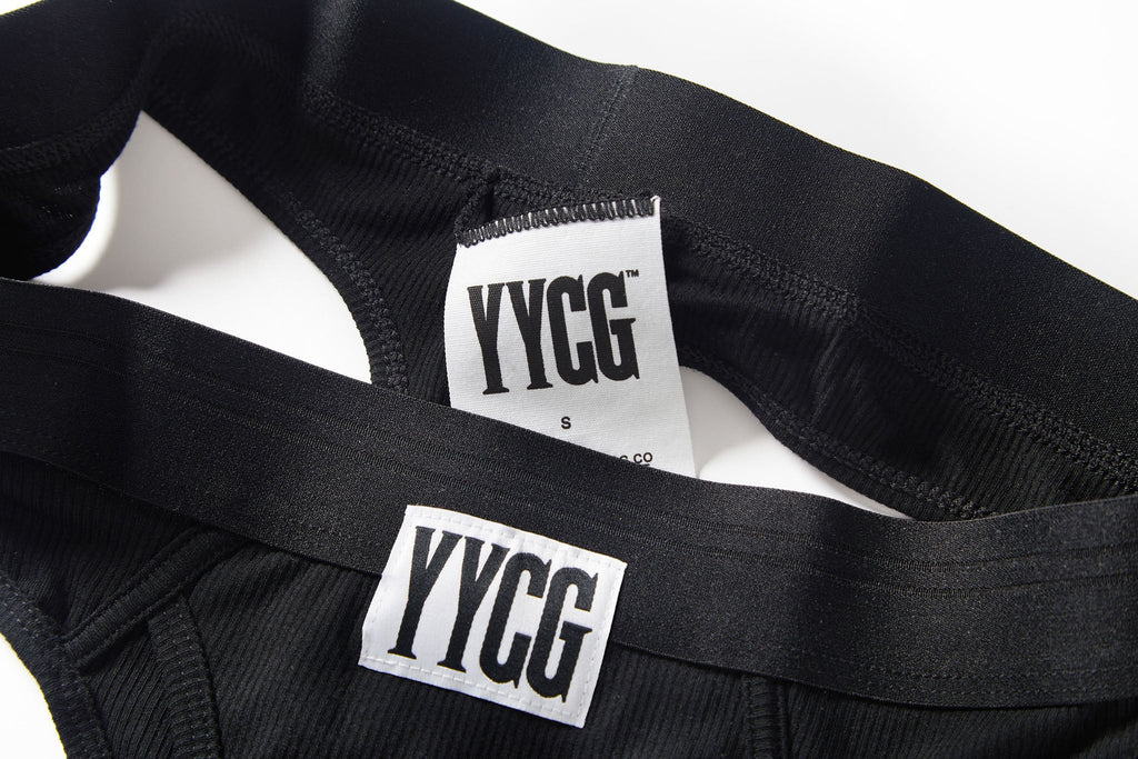 YYCG women's ribbed thong in black white gray – soft rayon minimal coverage underwear