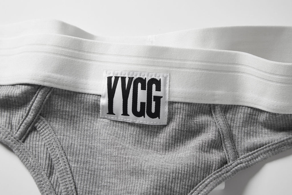 YYCG women's ribbed thong in white black gray – breathable rayon stretch underwear