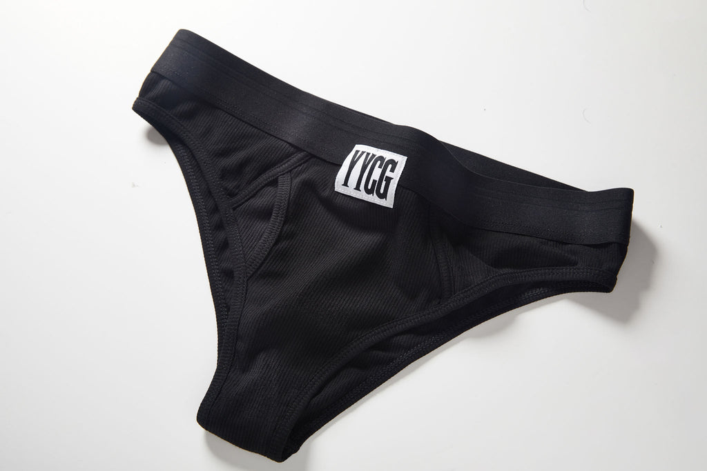 YYCG women's ribbed boy brief in black gray white – breathable preshrunk rayon underwear