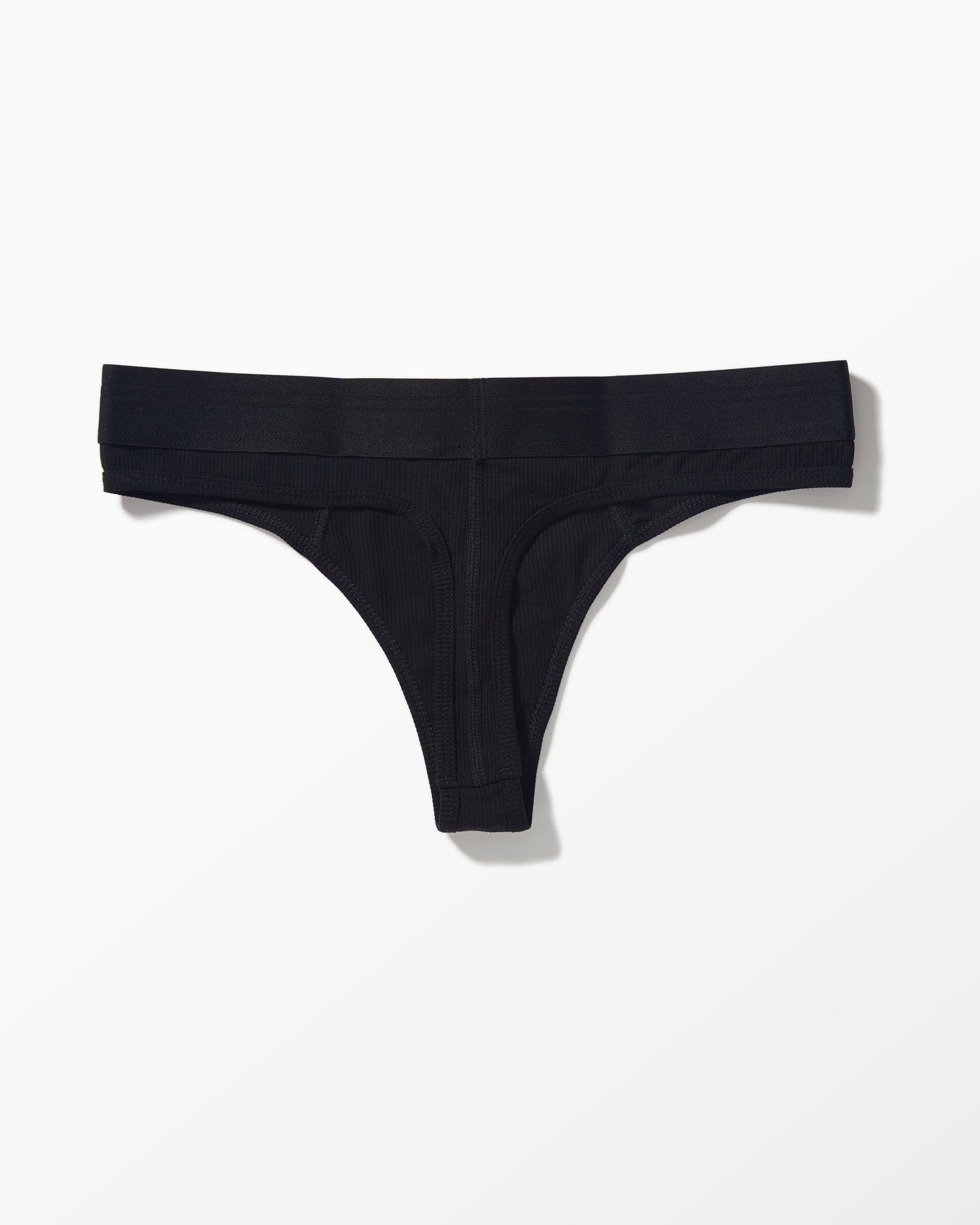YYCG women's ribbed thong in gray white black – silky no-VPL rayon underwear