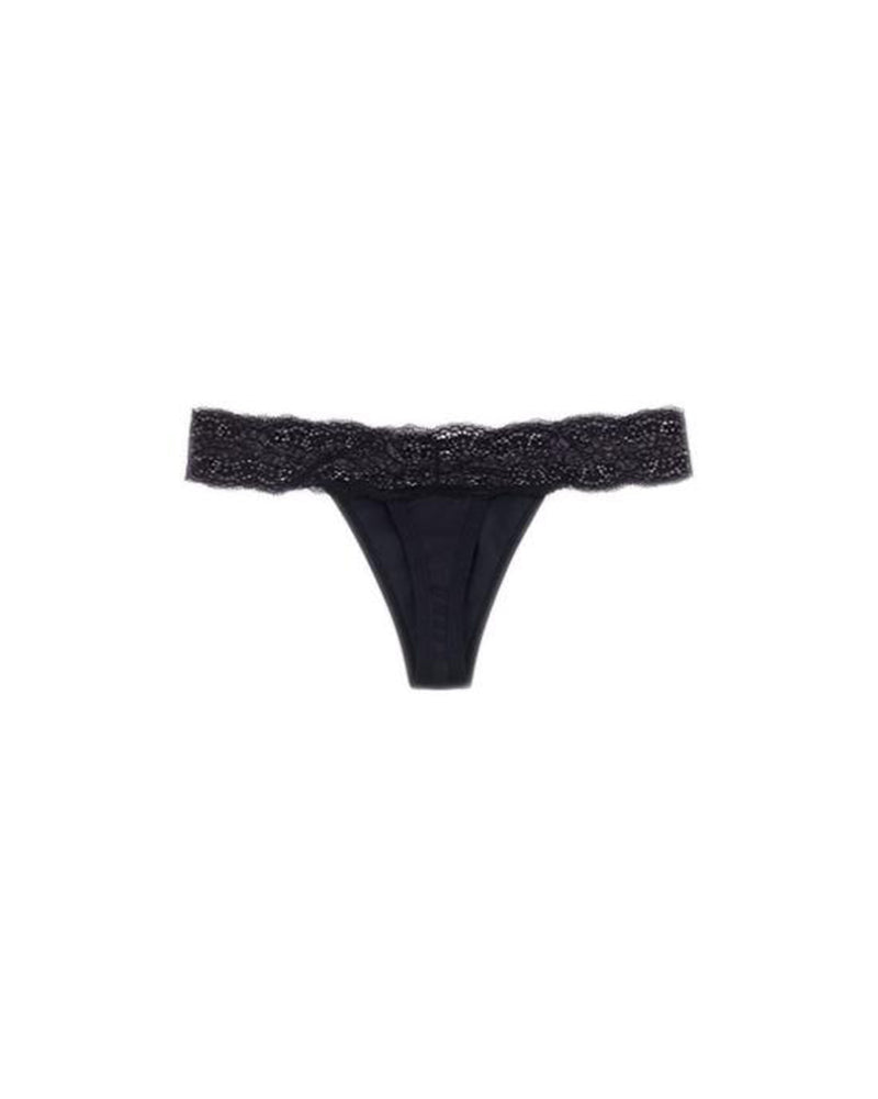 Dear Kate Ada Thong in Black, alternate flat lay on a white background.