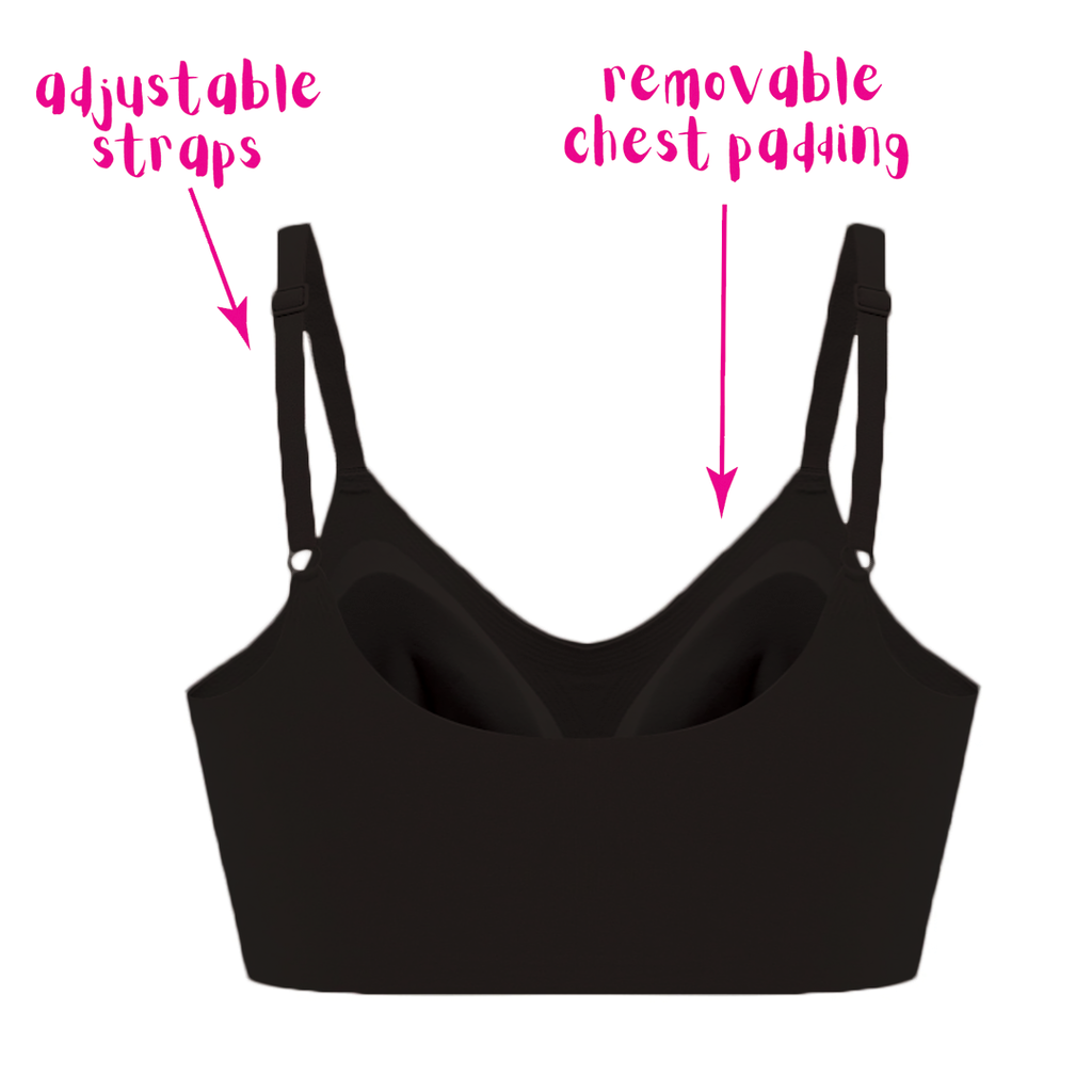 The Only Bra Only Adjustable Bra in Black, product view on a white background.