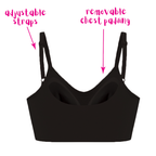 The Only Bra Only Adjustable Bra in Black, product view on a white background.