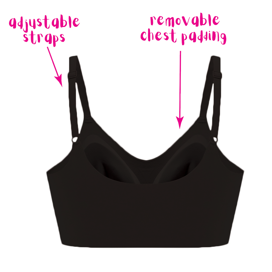 The Only Bra Only Adjustable Bra in Black, product view on a white background.