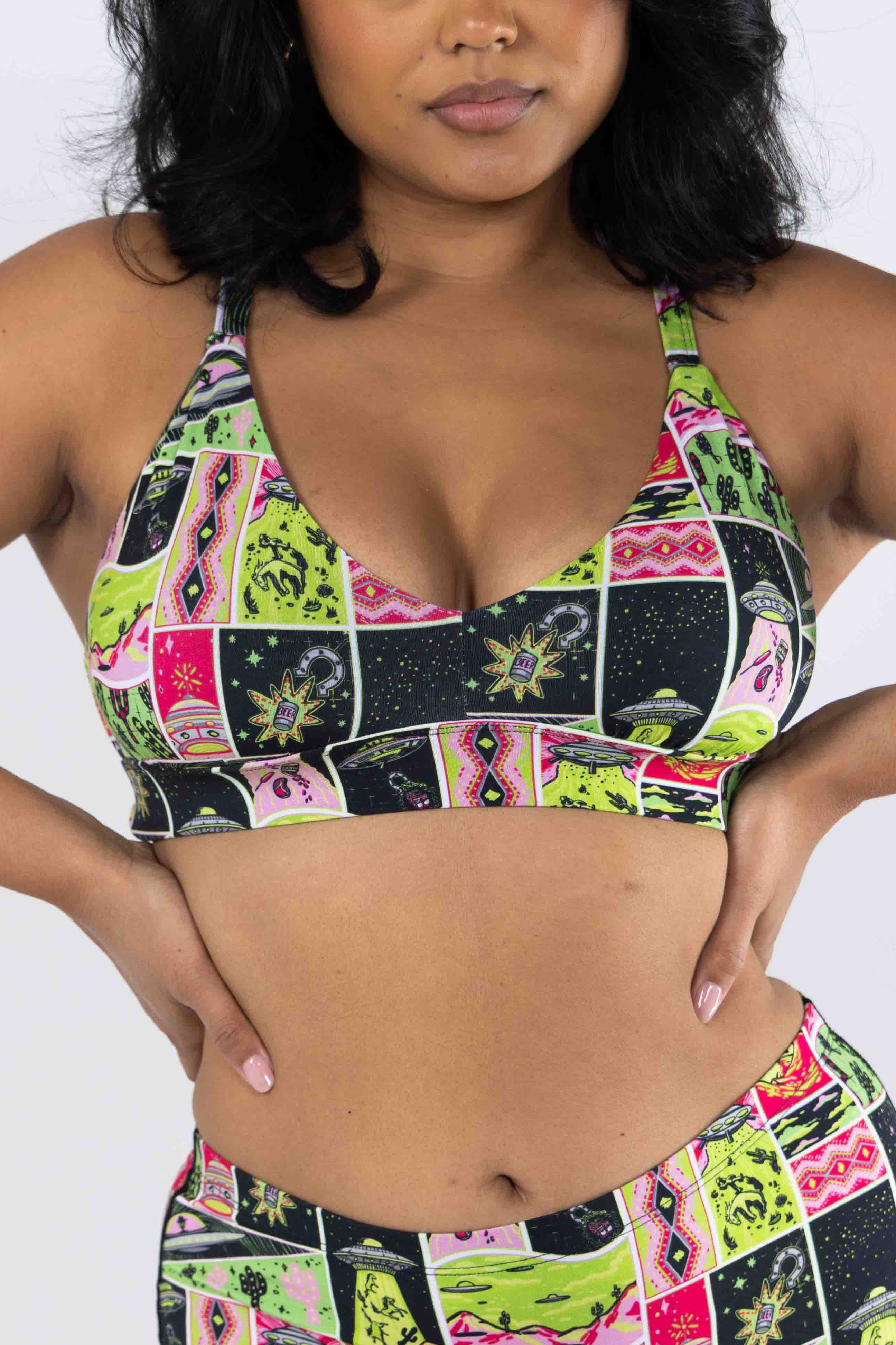 Shinesty The Area 51 retro alien Boob Hammock plunge bralette – funny novelty bralette