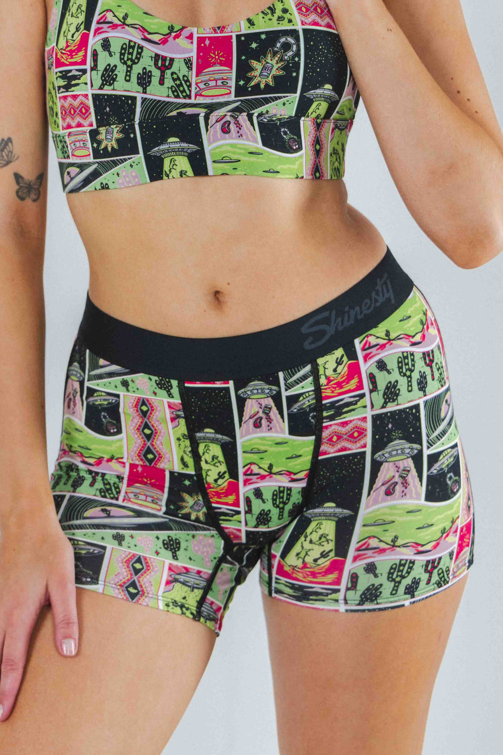 Shinesty The Area 51 retro alien women's boxers – funny retro alien novelty underwear