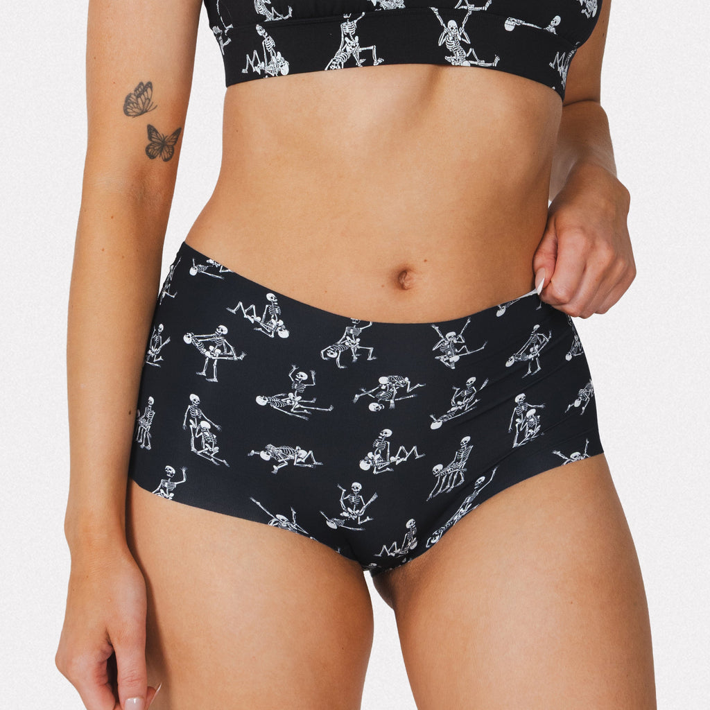 Shinesty The Bare Back Bones Halloween skeleton seamless boyshort – spooky novelty underwear