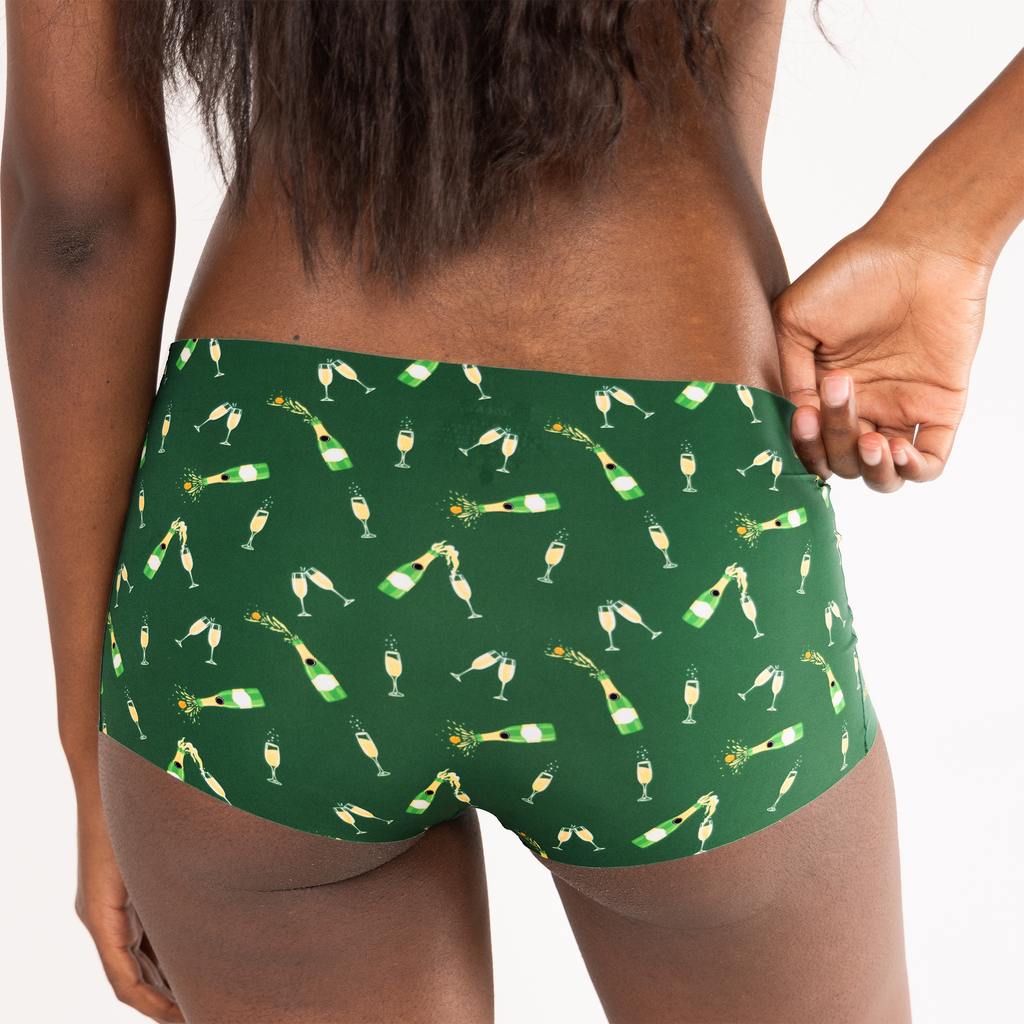 Shinesty The Champagne Showers New Years seamless boyshort – funny NYE novelty underwear