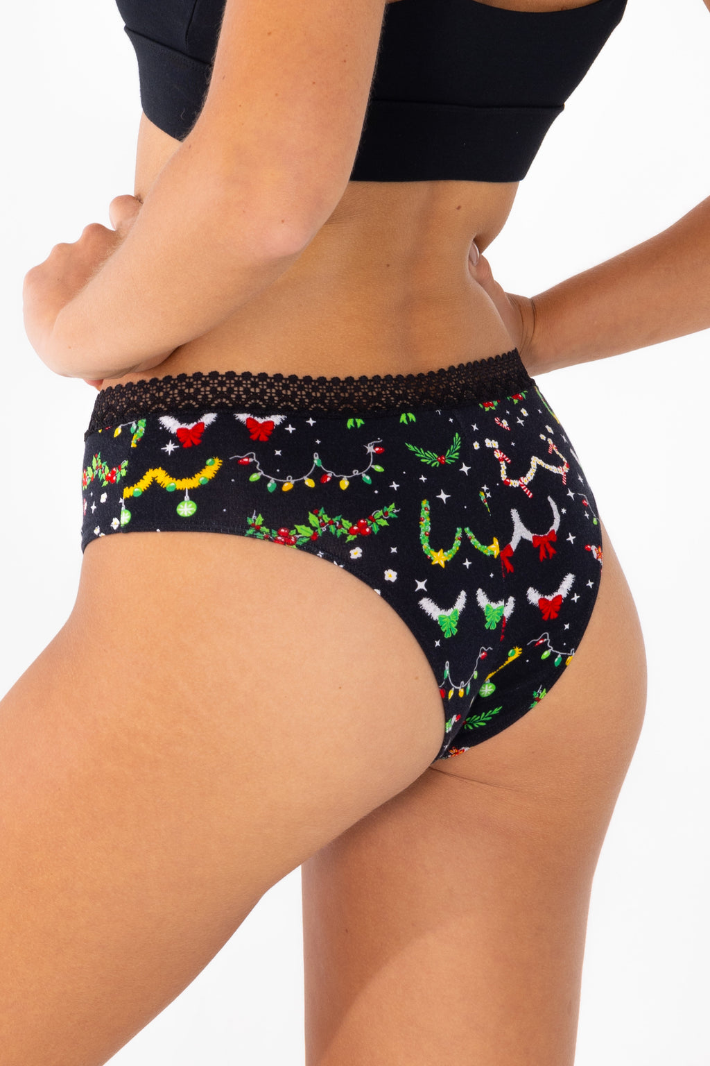 Shinesty The Goodie Garland Christmas tinsel lace trim cheeky panty – naughty Christmas