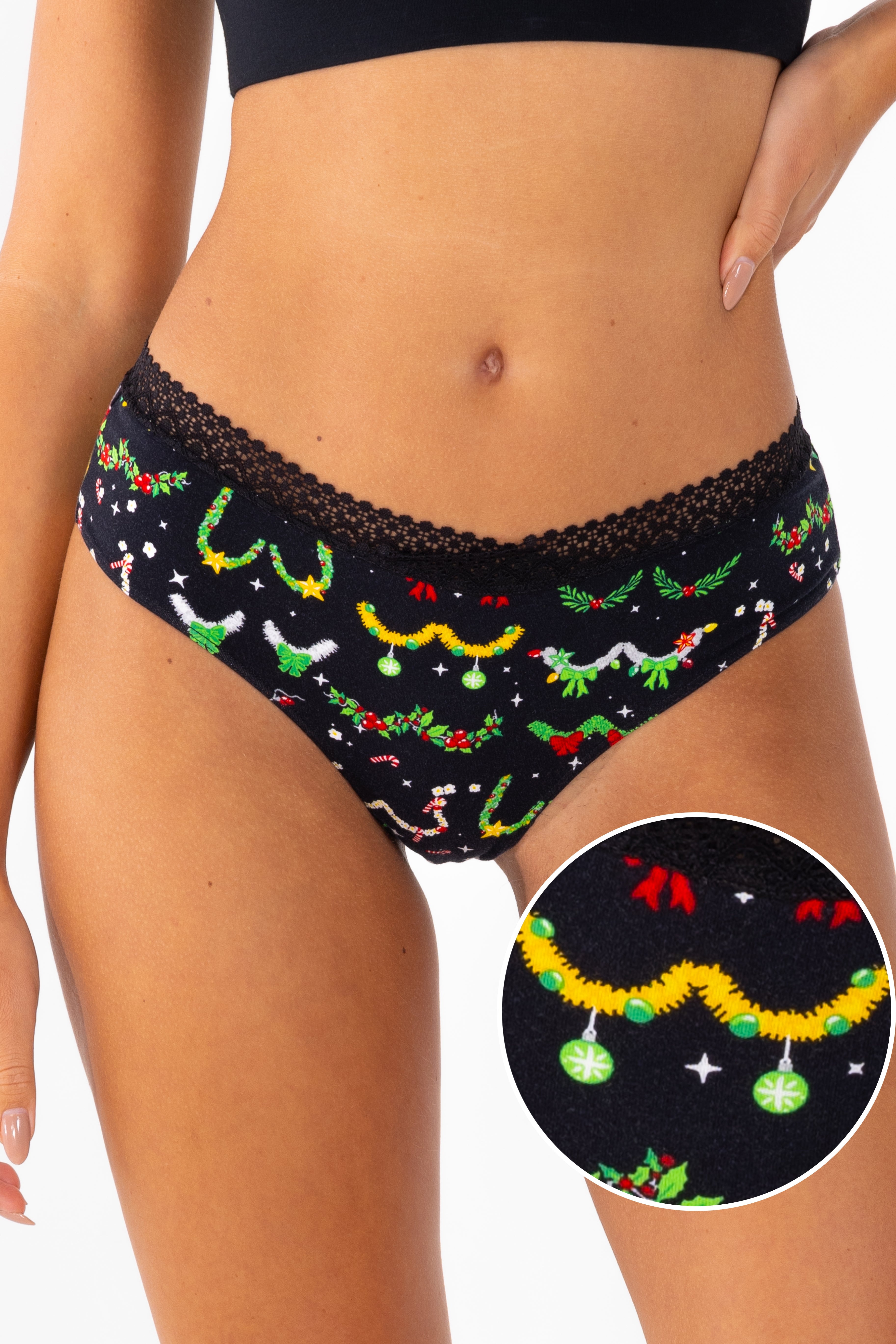 Shinesty The Goodie Garland Christmas tinsel lace trim cheeky panty – naughty Christmas