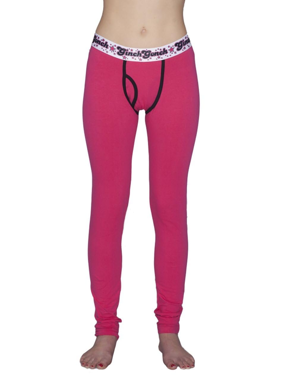 Ginch Gonch leggings pink color stretchable cotton worn by a model with a white background.