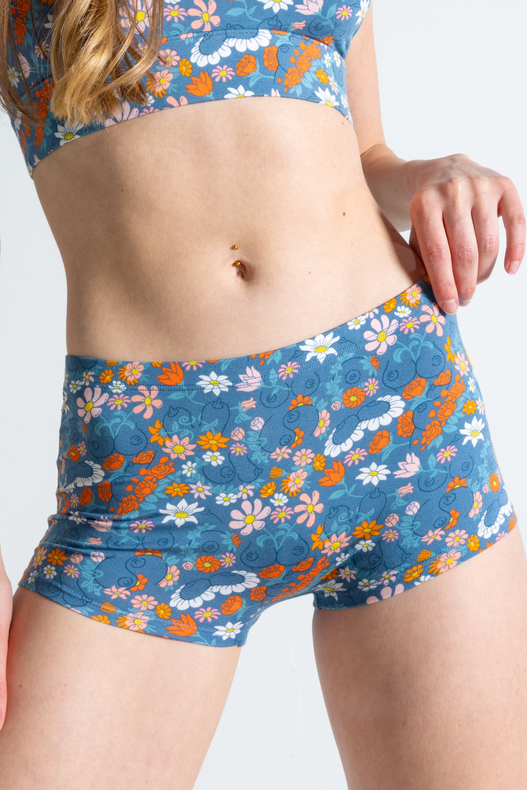 Shinesty The Gardening Nips busty floral modal boyshort underwear – funny floral novelty