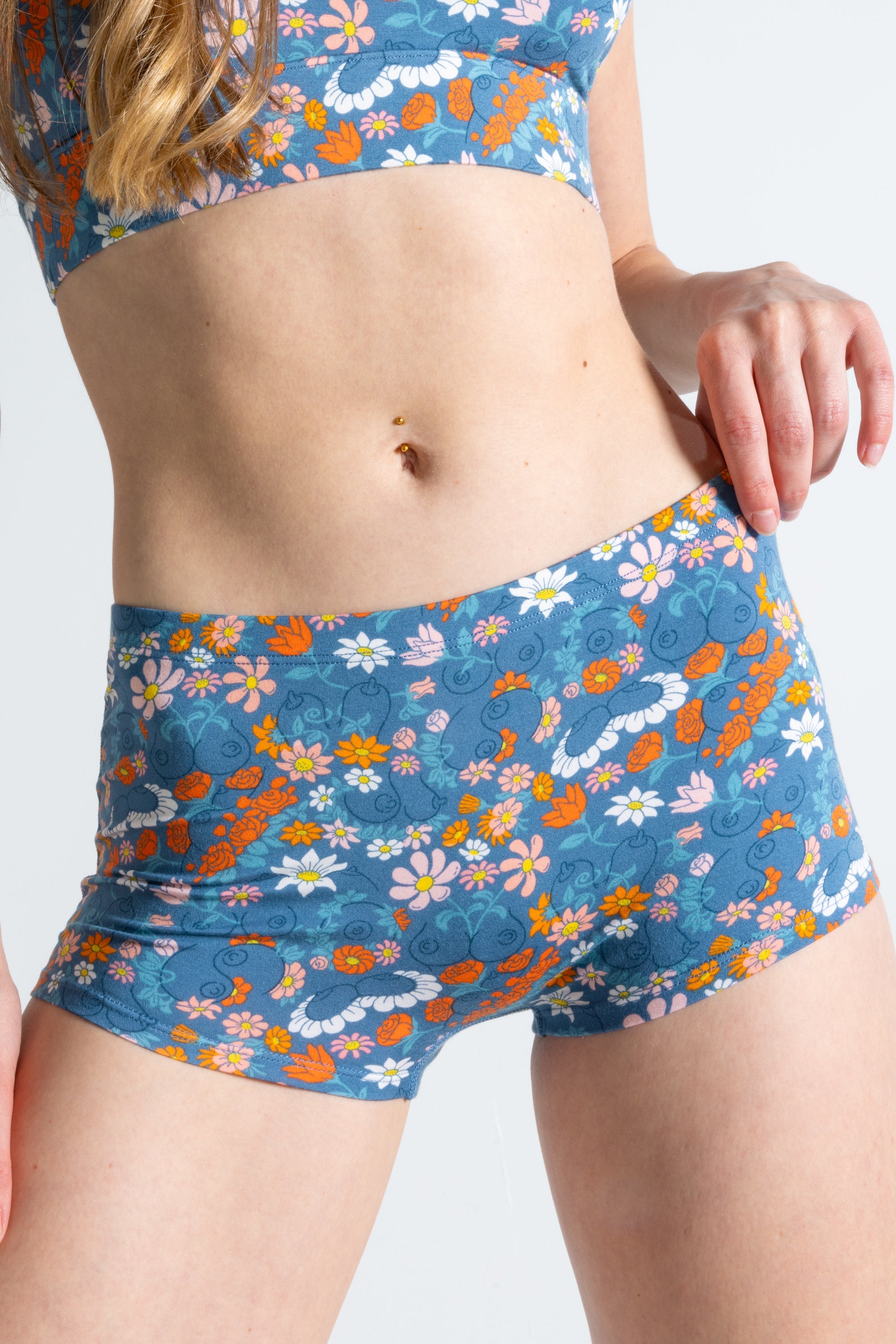 Shinesty The Gardening Nips busty floral modal boyshort underwear – funny floral novelty