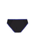 Dear Kate Hazel Hipster Full in Black with Blue Trim, flat lay back view on a white background.