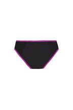 Dear Kate Hazel Hipster Full in Black with Fuschia Trim, flat lay back view on a white background.