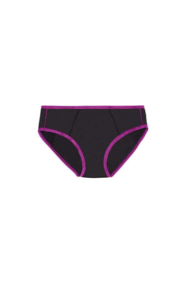 Dear Kate Hazel Hipster Full in Black with Fuschia Trim, flat lay front view on a white background.
