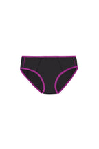 Dear Kate Hazel Hipster Full in Black with Fuschia Trim, flat lay front view on a white background.