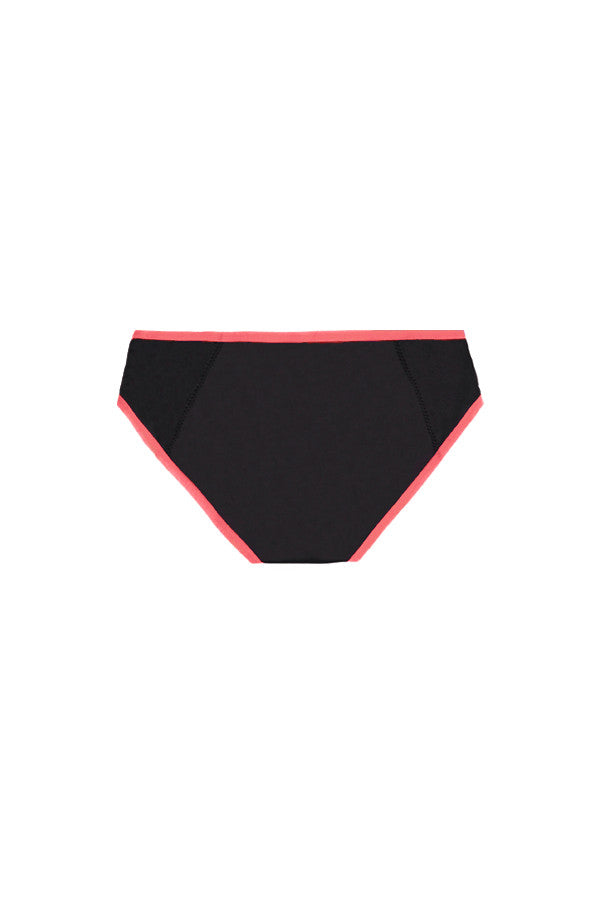 Dear Kate Hazel Hipster Full in Black with Red Trim, flat lay back view on a white background.