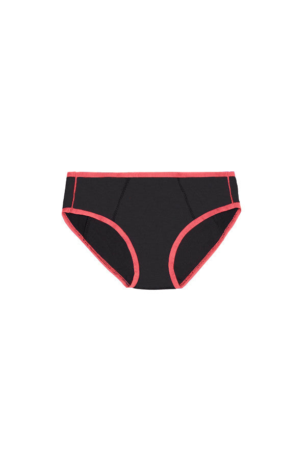Dear Kate Hazel Hipster Full in Black with Red Trim, flat lay front view on a white background.