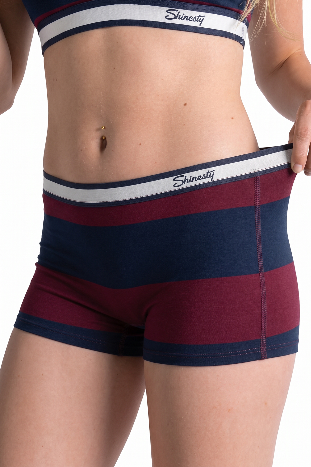 Shinesty The Pitch Rugby Stripe Boyshort Underwear – women's classic rugby stripe print boyshort underwear