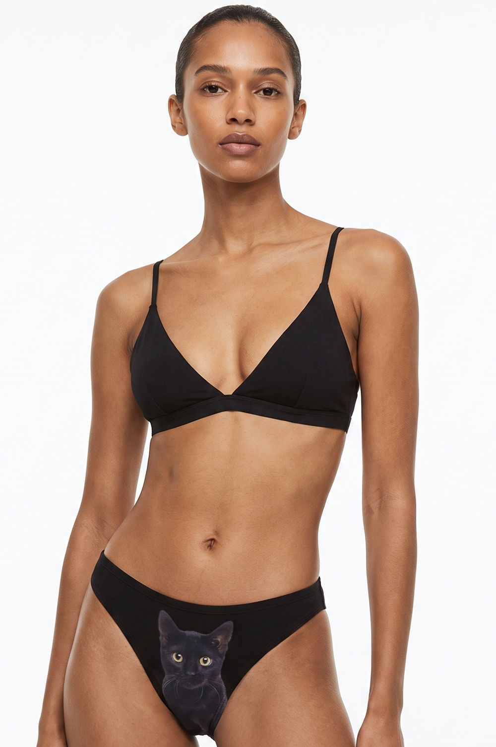 Shinesty The Hex Appeal Black Cat MicroModal Thong – women's black cat print micromodal thong