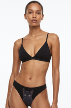 Shinesty The Hex Appeal Black Cat MicroModal Thong – women's black cat print micromodal thong