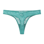 Amour d'Agnette Julie Everyday Lace Thong in Teal, back view on a white background.