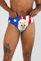 Shinesty The Mascot American flag Ball Hammock pouch swim brief – patriotic novelty swimwear