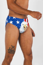 Shinesty The Mascot American flag Ball Hammock pouch swim brief – patriotic novelty swimwear