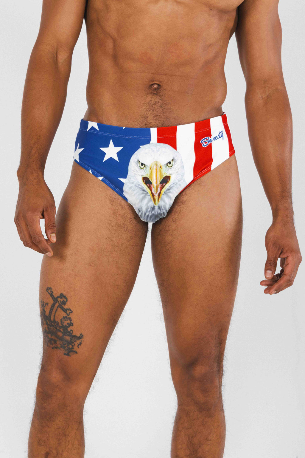 Shinesty The Mascot American flag Ball Hammock pouch swim brief – patriotic novelty swimwear