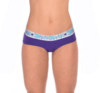 Ginch Gonch Purple Haze Women's gogo briefs in bold color block design, 4-way stretch cotton low-rise bikini fit, worn by model