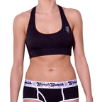 Ginch Gonch Women’s "Black Magic" Sports Bra – Sleek Solid Black Cotton Racerback Activewear