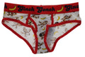 Ginch Gonch Gone Bananas Women's boyfriend briefs in playful monkey print, 4-way stretch cotton full coverage cut flat lay view.