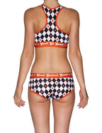 Rear view of rear view of Ginch Gonch Backstage Pass boyfriend briefs showing full coverage and diamond print stretch cotton