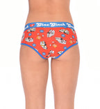 Seen from behind, rear view of Ginch Gonch GG EMT boyfriend briefs showing full seat coverage and medical print stretch cotton