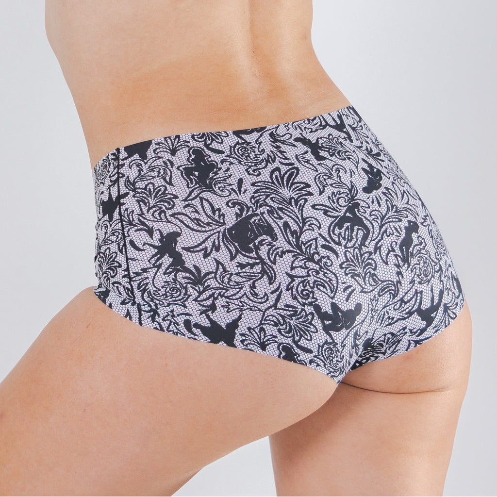 Shinesty The Racy and Lacy provocative lace print seamless boyshort – funny novelty underwear