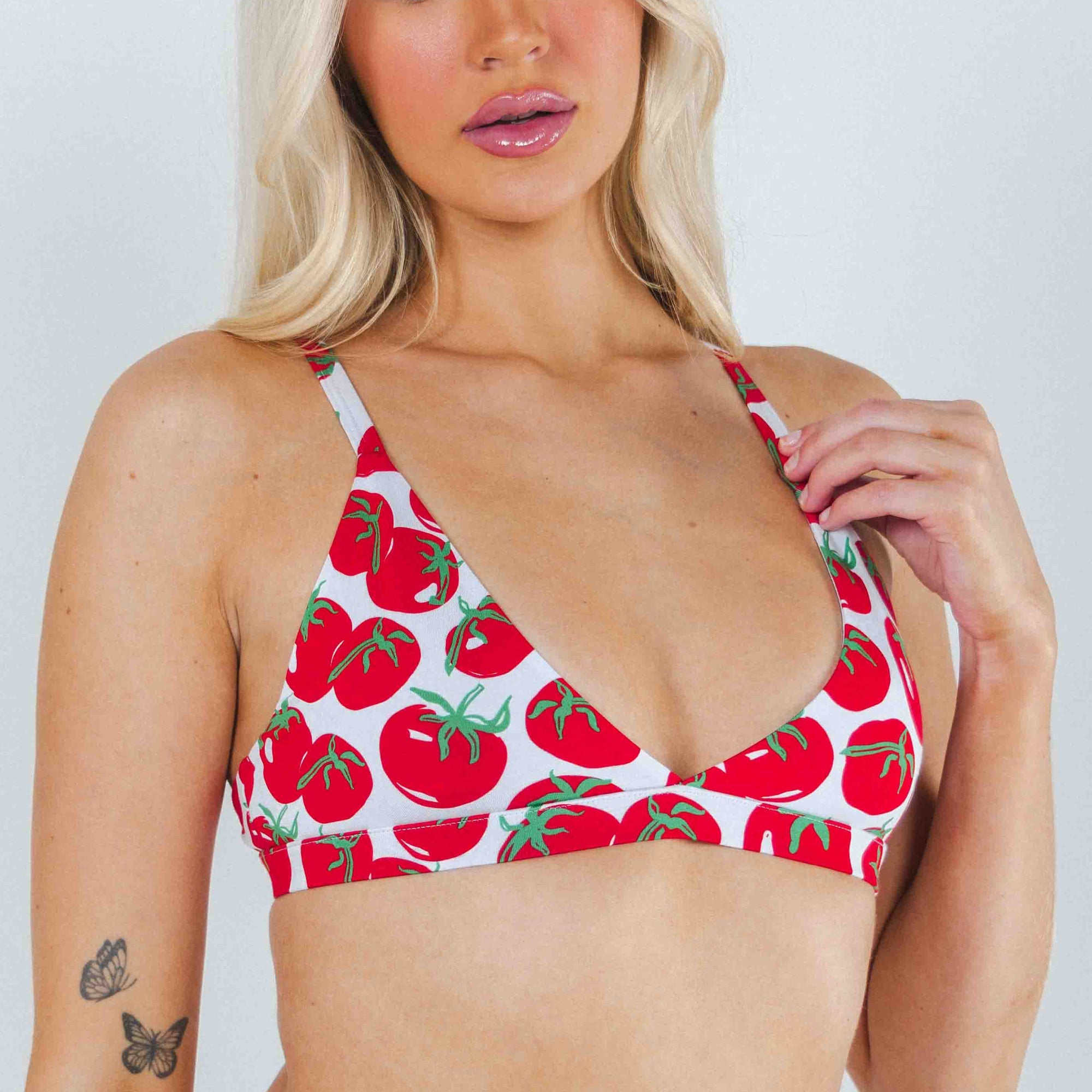 Shinesty The Roma tomato Boob Hammock triangle bralette – funny garden tomato novelty