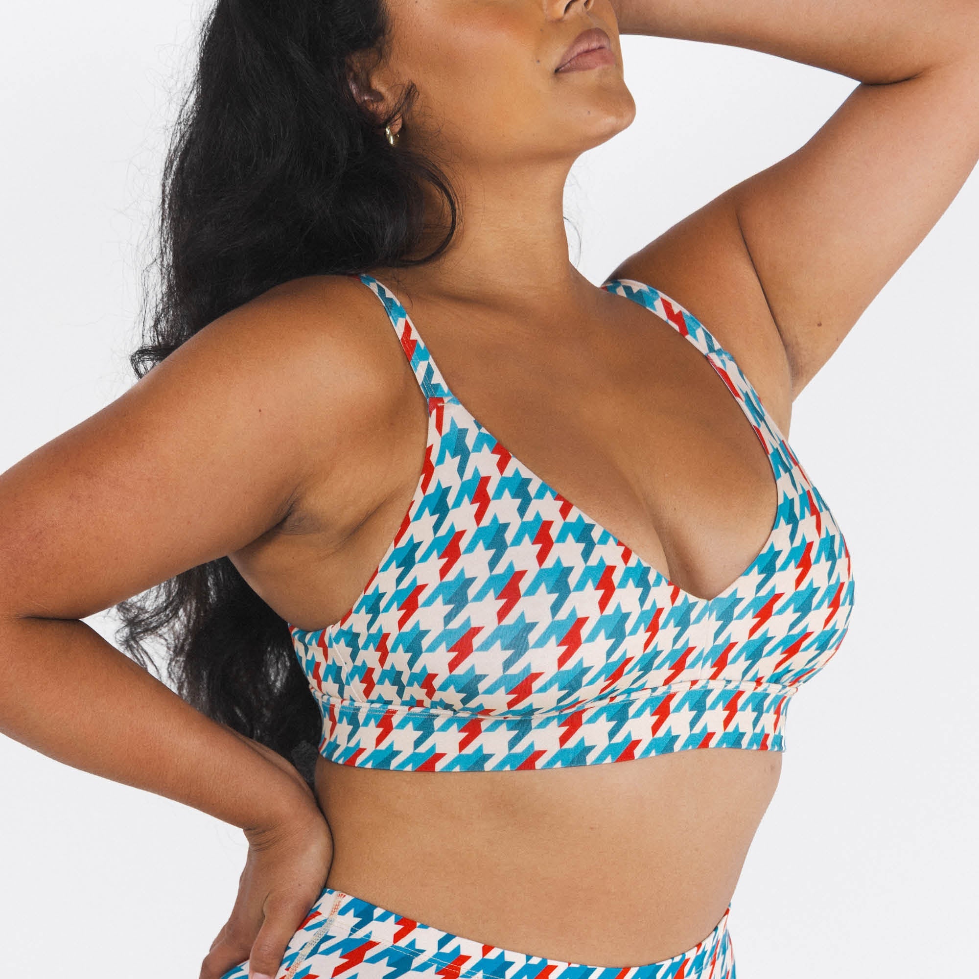 Shinesty The Swanky retro houndstooth Boob Hammock plunge bralette – bold patterned