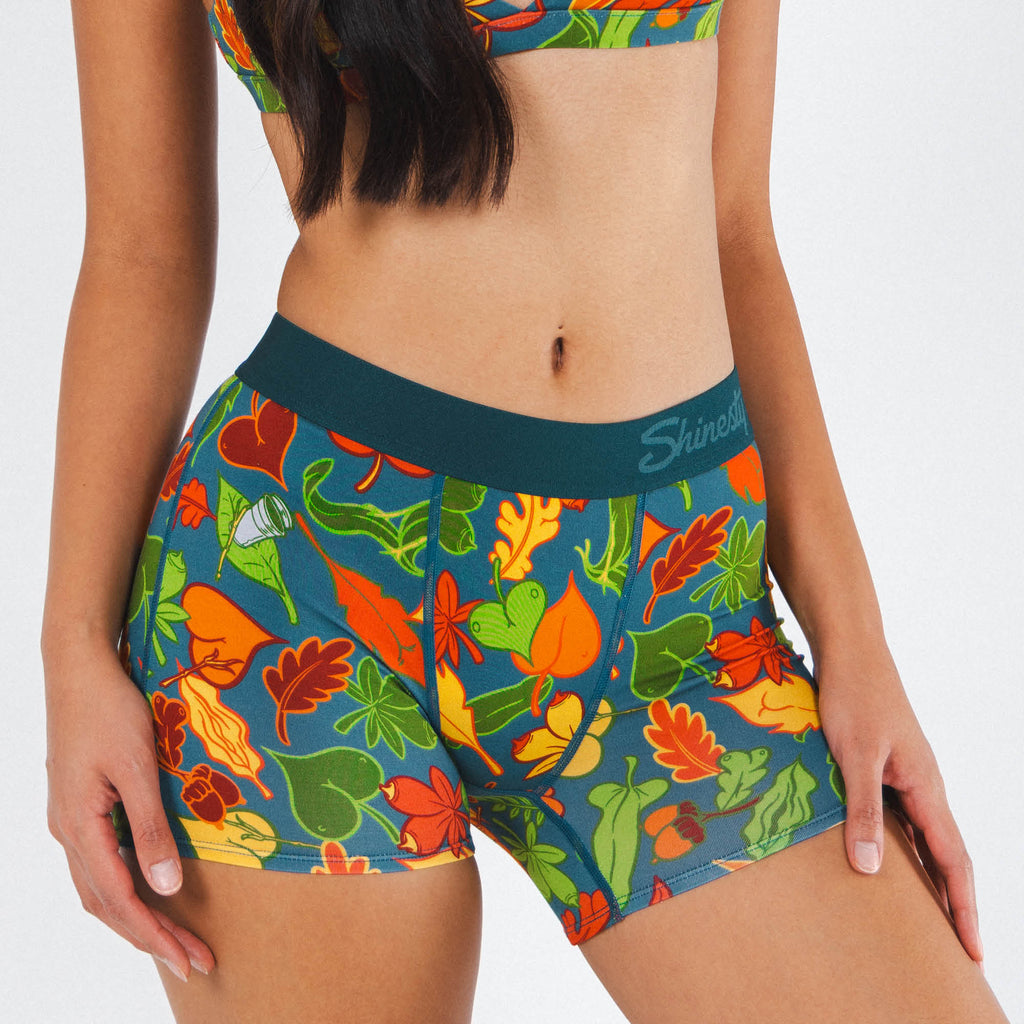 Shinesty The Leaf Peeps naughty leaves women's boxers – funny fall novelty underwear