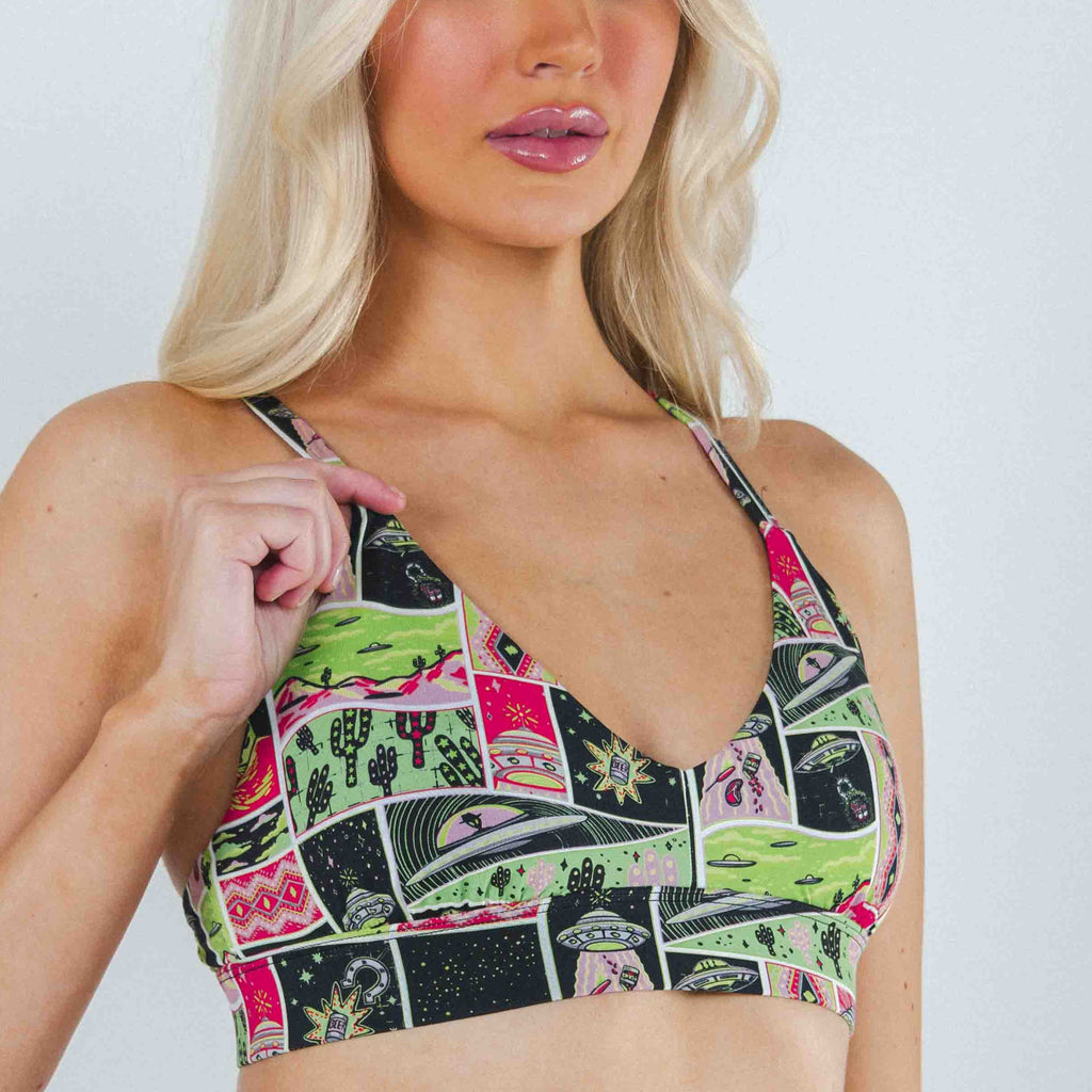 Shinesty The Area 51 retro alien Boob Hammock plunge bralette – funny novelty bralette