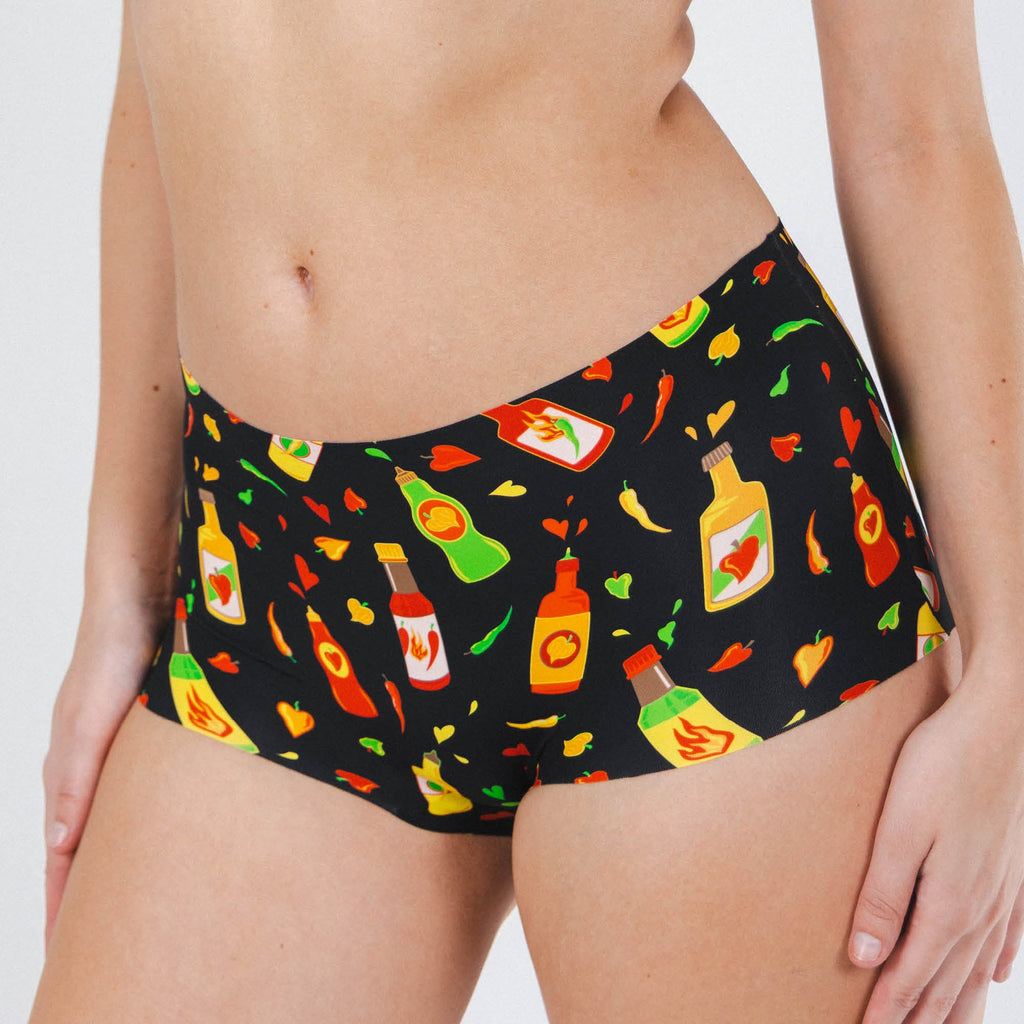 Shinesty The Gotcha Sriracha hot sauce seamless boyshort – funny food novelty
