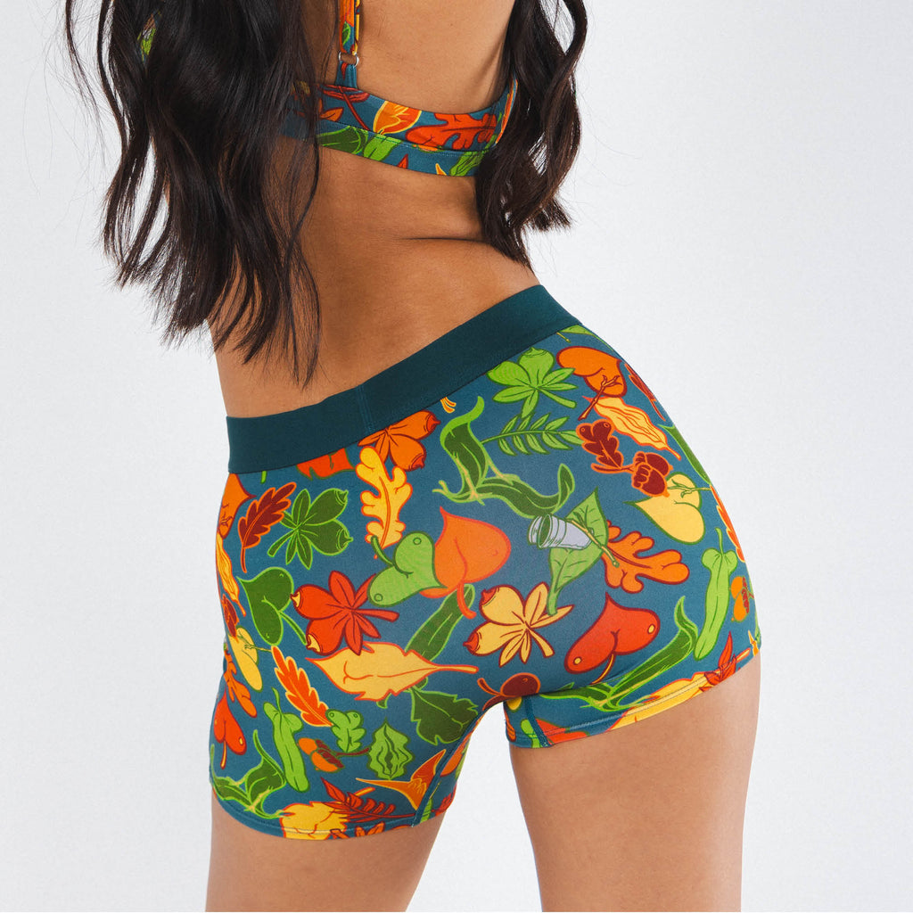 Shinesty The Leaf Peeps naughty leaves women's boxers – funny fall novelty underwear