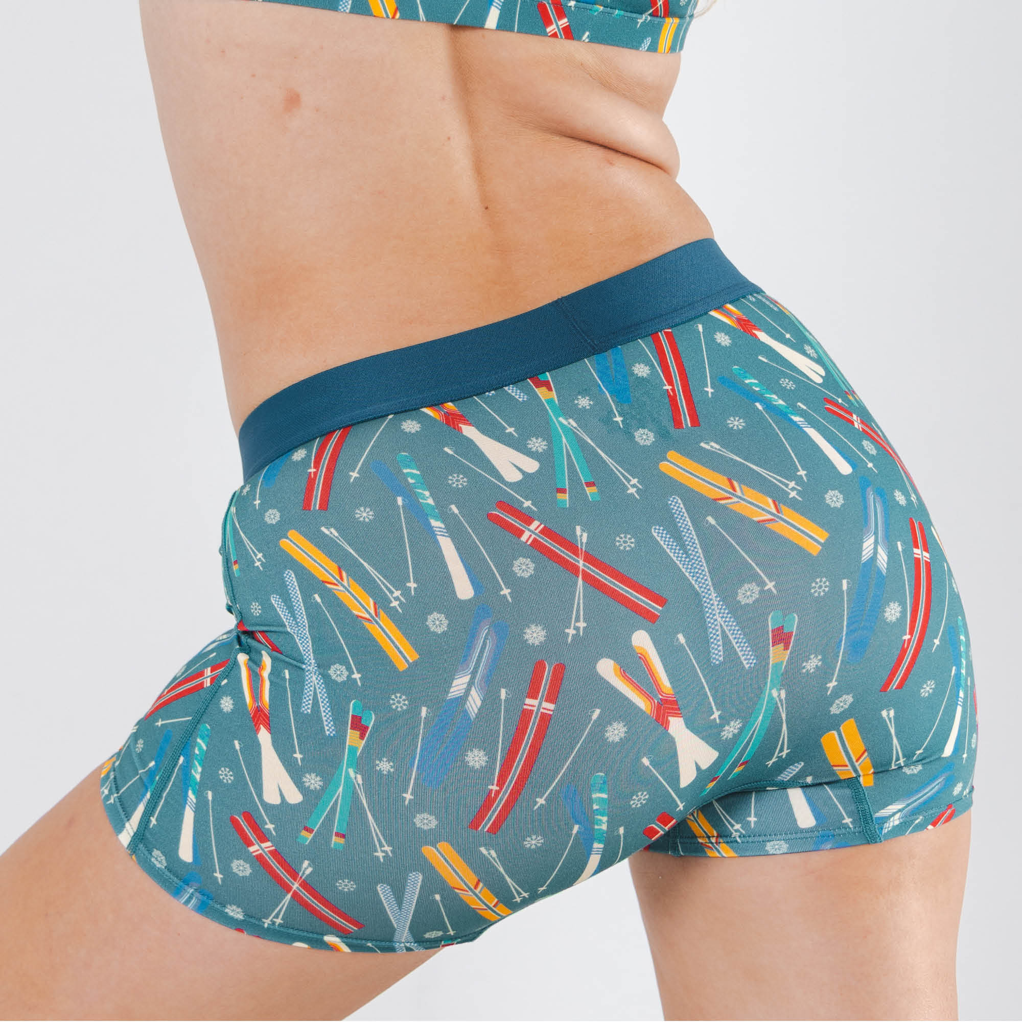 Shinesty The Ski In Ski Out retro ski women's boxers – funny ski novelty lounge underwear