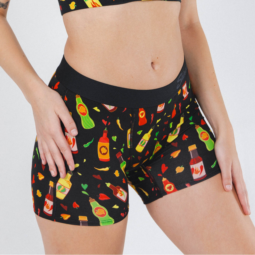 Shinesty The Gotcha Sriracha hot sauce women's boxers – funny food novelty lounge