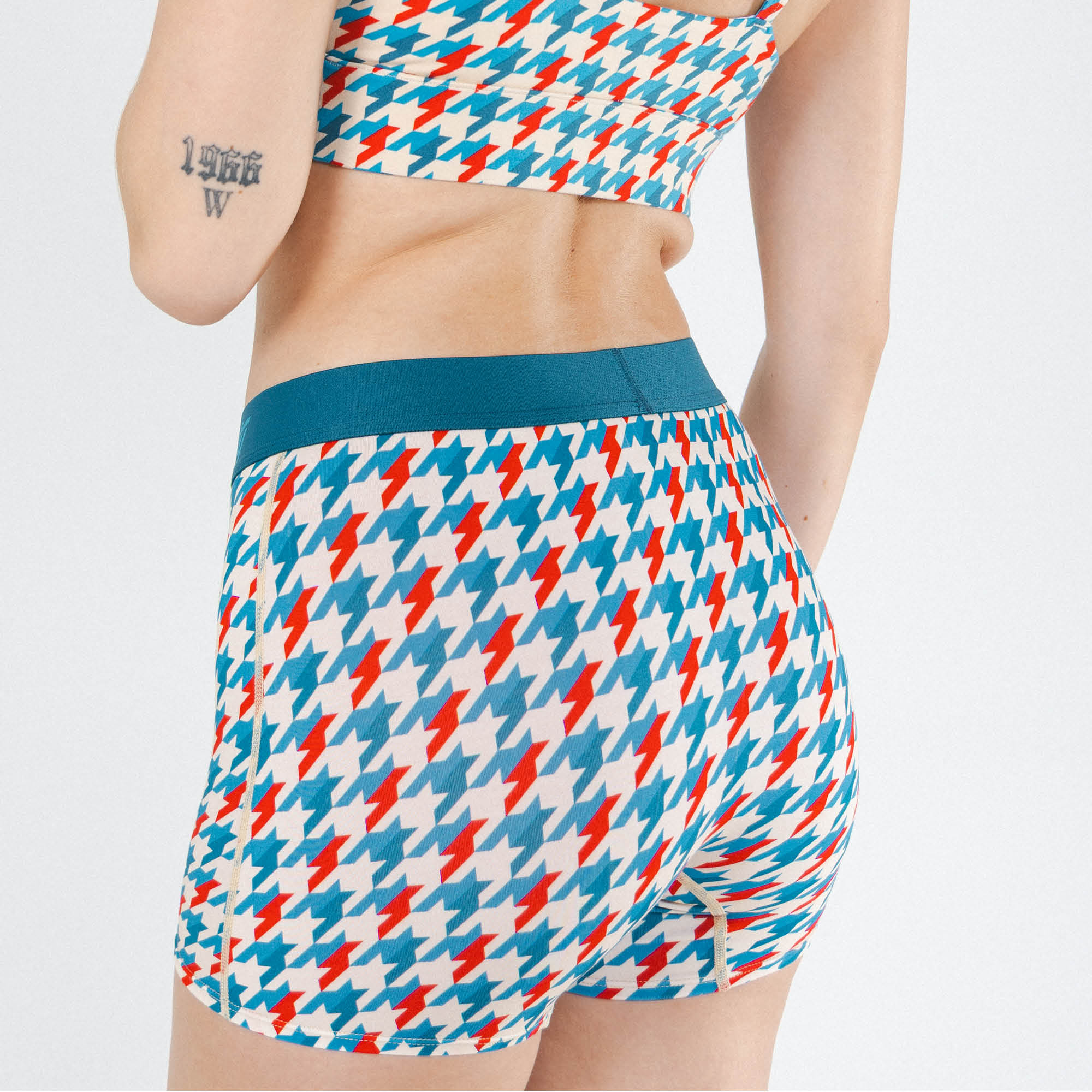 Shinesty The Swanky retro houndstooth women's boxers – bold patterned novelty lounge