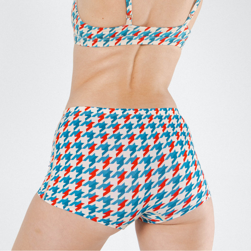 Shinesty The Swanky retro houndstooth modal boyshort underwear – bold patterned novelty