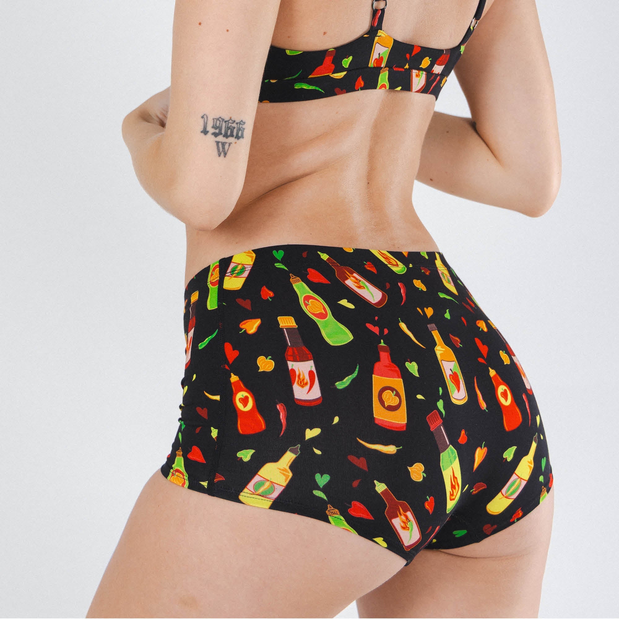 Shinesty The Gotcha Sriracha hot sauce modal boyshort underwear – funny food novelty